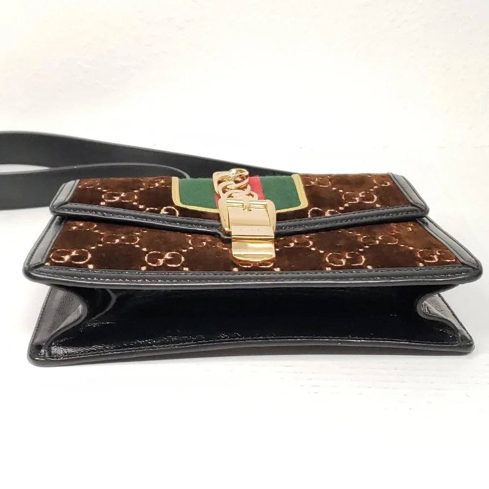 Authentic Gucci Sylvie GG Brown Shoulder Bag Luxury Designer Bag - Picture 7 of 16